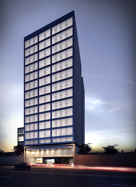 Fachada noche Edificio El Almirante