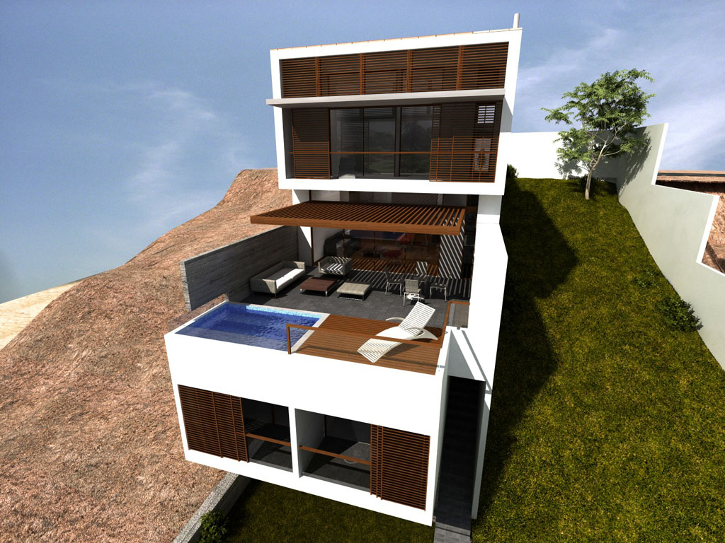 Casa Palillos E3, ingreso exterior doble altura