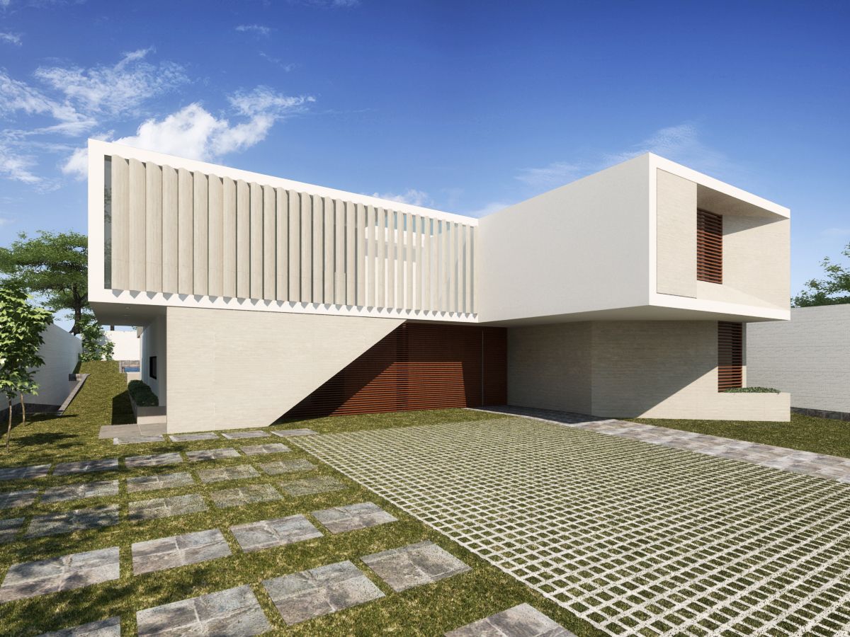 Casa REV en La Molina, vista 3d fachada principal