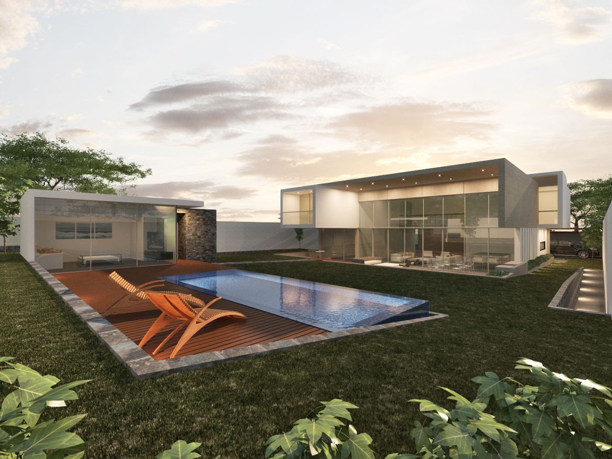 Casa REV en La Molina, vista 3d de jardín interior